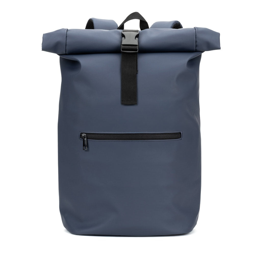 PORTLAND promotional drawstring bag in blue (detail view) with custom logo branding