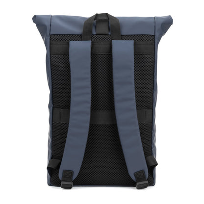 PORTLAND promotional drawstring bag in blue (detail view) with custom logo branding