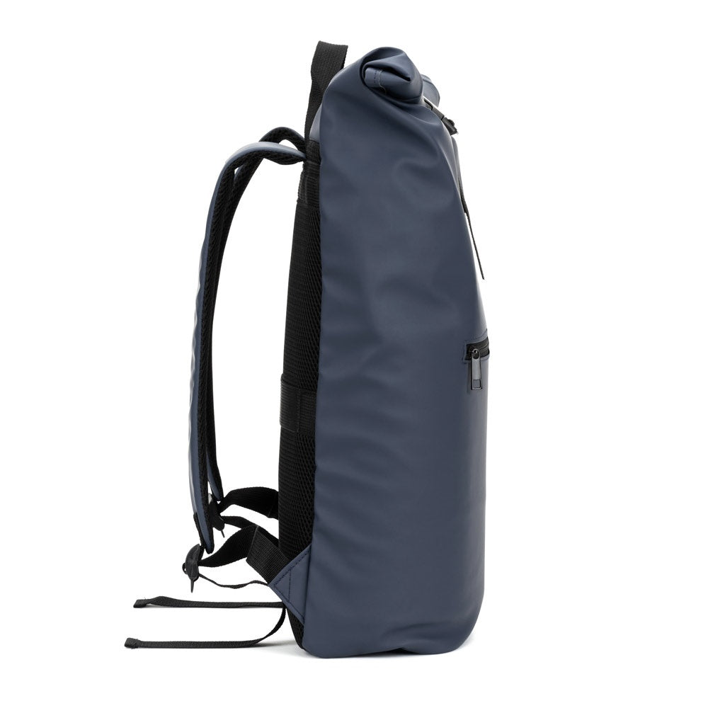 PORTLAND promotional drawstring bag in blue (detail view) with custom logo branding