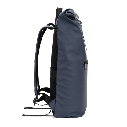 PORTLAND promotional drawstring bag in blue (detail view) with custom logo branding