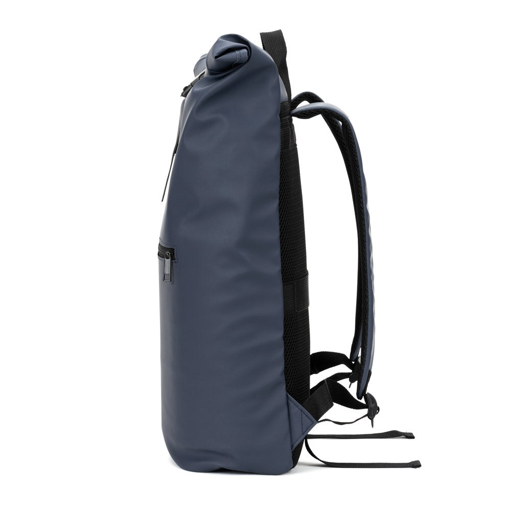 PORTLAND promotional drawstring bag in blue (detail view) with custom logo branding