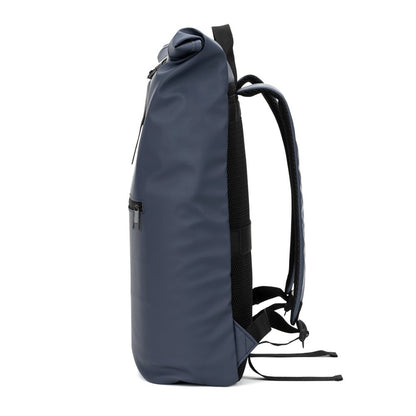 PORTLAND promotional drawstring bag in blue (detail view) with custom logo branding