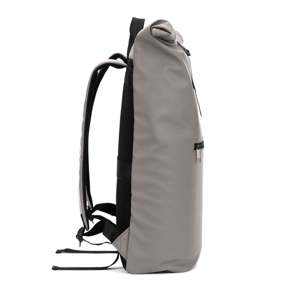 PORTLAND promotional drawstring bag in grey (detail view) with custom logo branding
