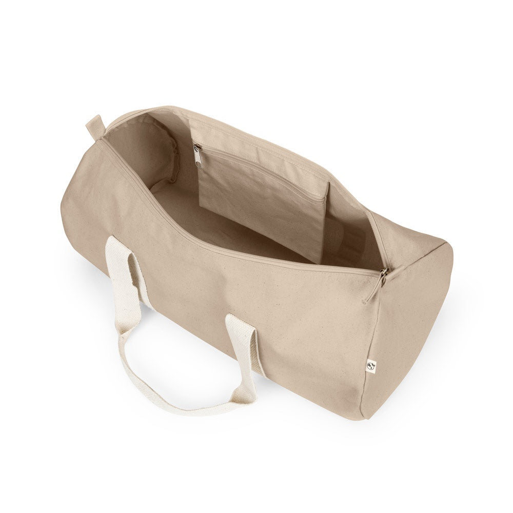 SAINT SPORT promotional sports bag in natural (detail view) with custom logo branding
