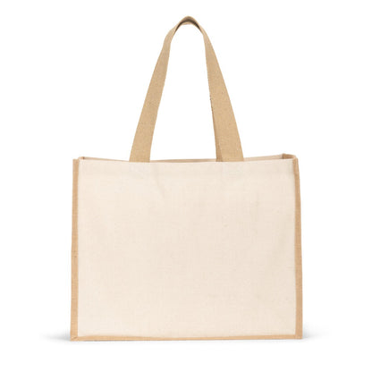 HELSINQUE promotional tote bag in natural (detail view) with custom logo branding