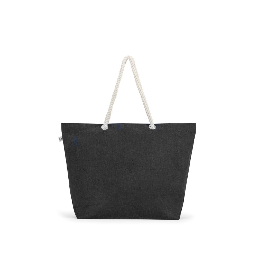 ATHENS promotional tote bag in black (detail view) with custom logo branding