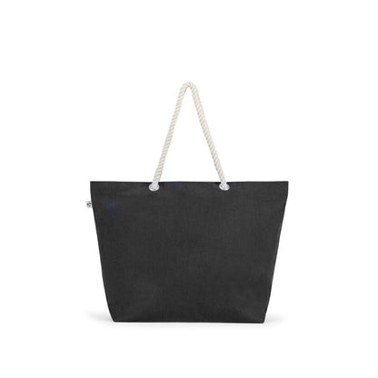 ATHENS promotional tote bag in black (detail view) with custom logo branding