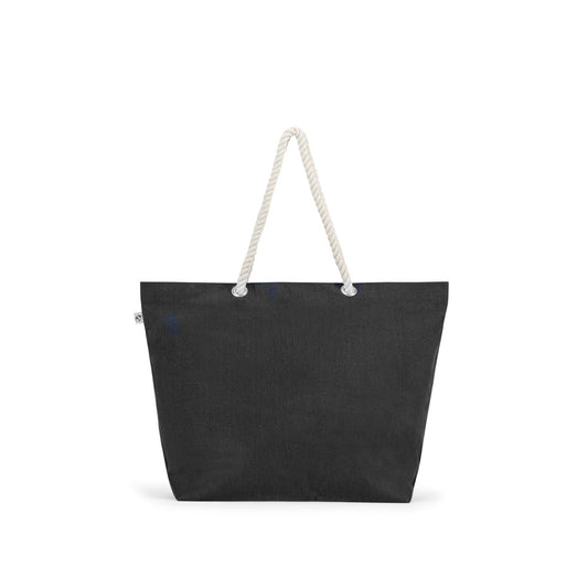 ATHENS promotional tote bag in black (detail view) with custom logo branding