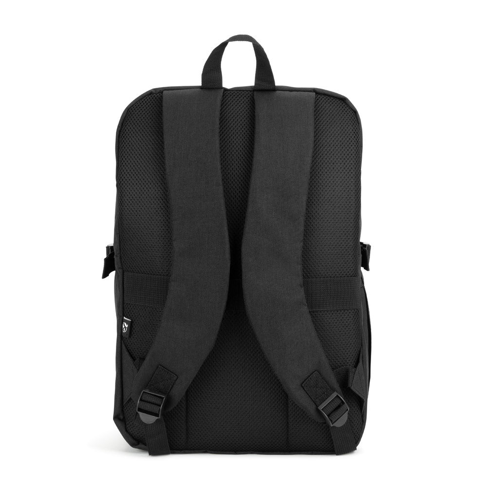 UDINE promotional backpack in black (detail view) with custom logo branding