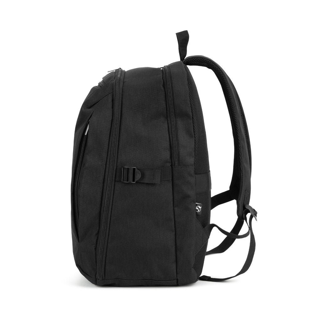 UDINE promotional backpack in black (detail view) with custom logo branding
