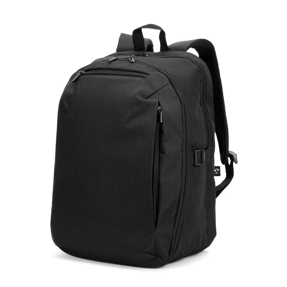 UDINE promotional backpack in black with custom logo branding
