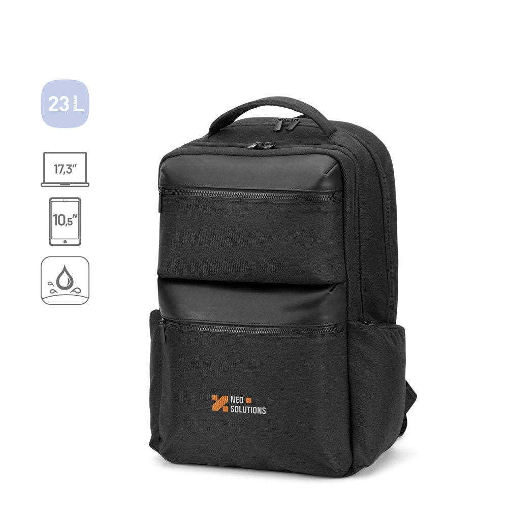COPENHAGEN promotional backpack (complete set view) with custom logo branding
