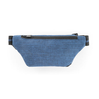MUZEUL promotional travel bag in blue (detail view) with custom logo branding