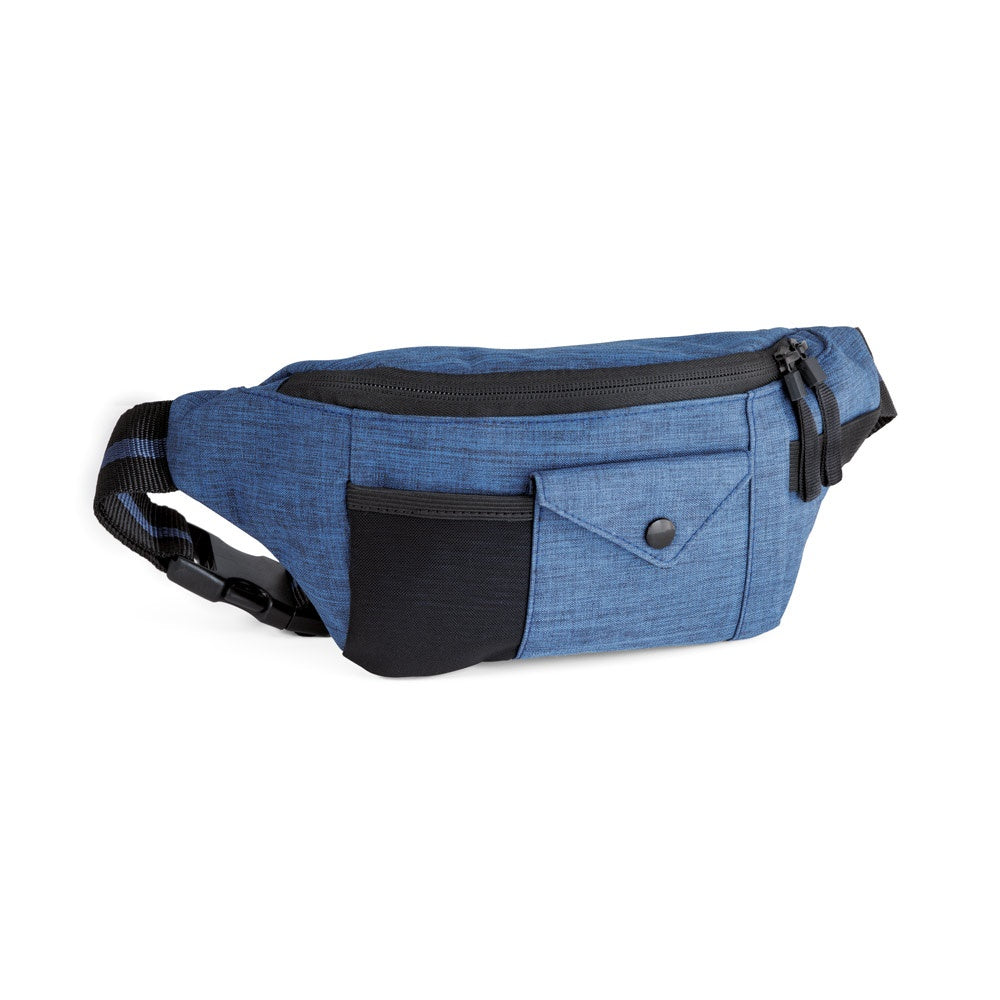 MUZEUL promotional travel bag in blue with custom logo branding