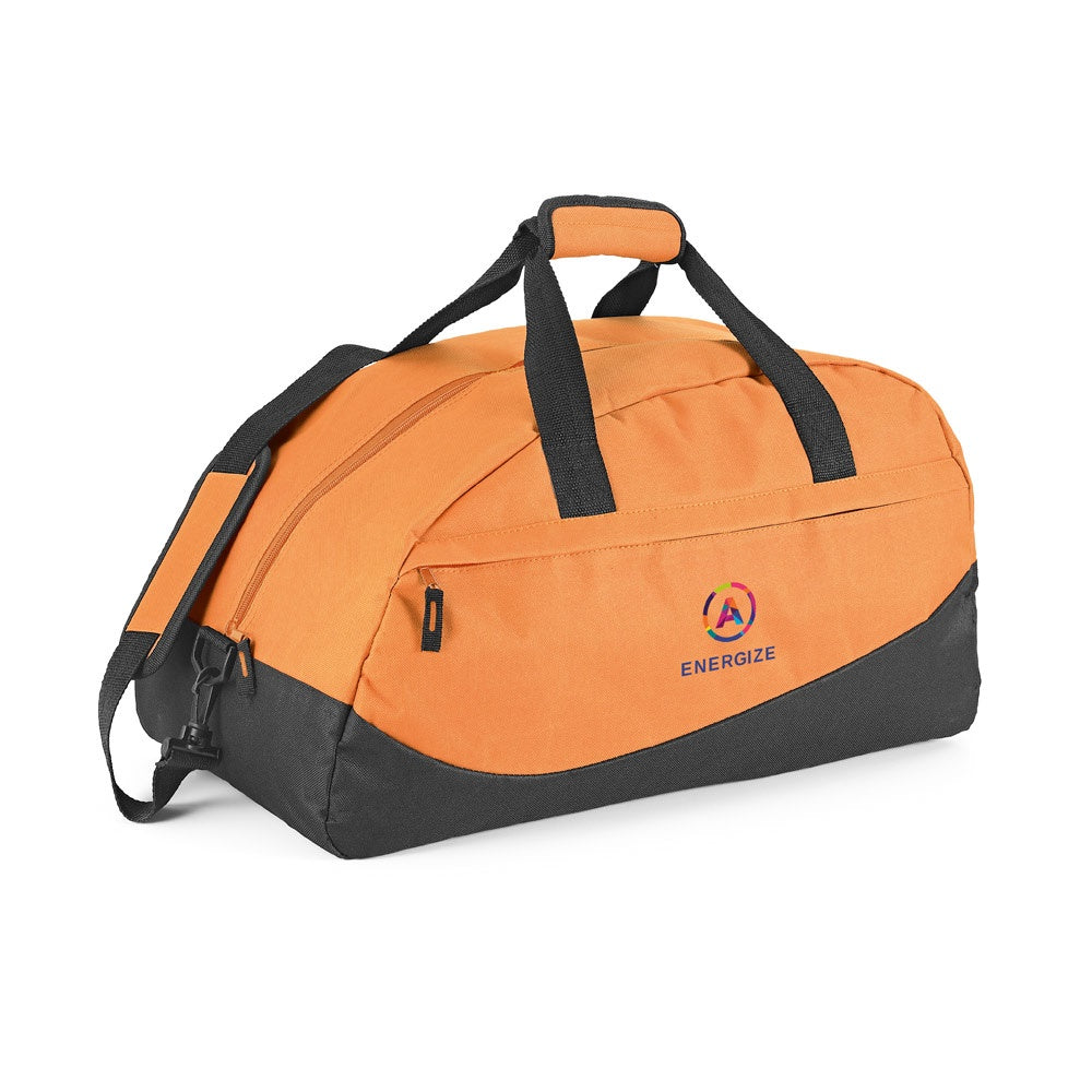 BUSAN promotional sports bag in orange with custom logo branding