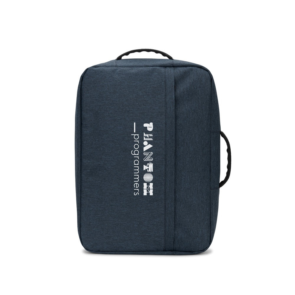 NIAMEY promotional laptop bag in blue with custom logo branding