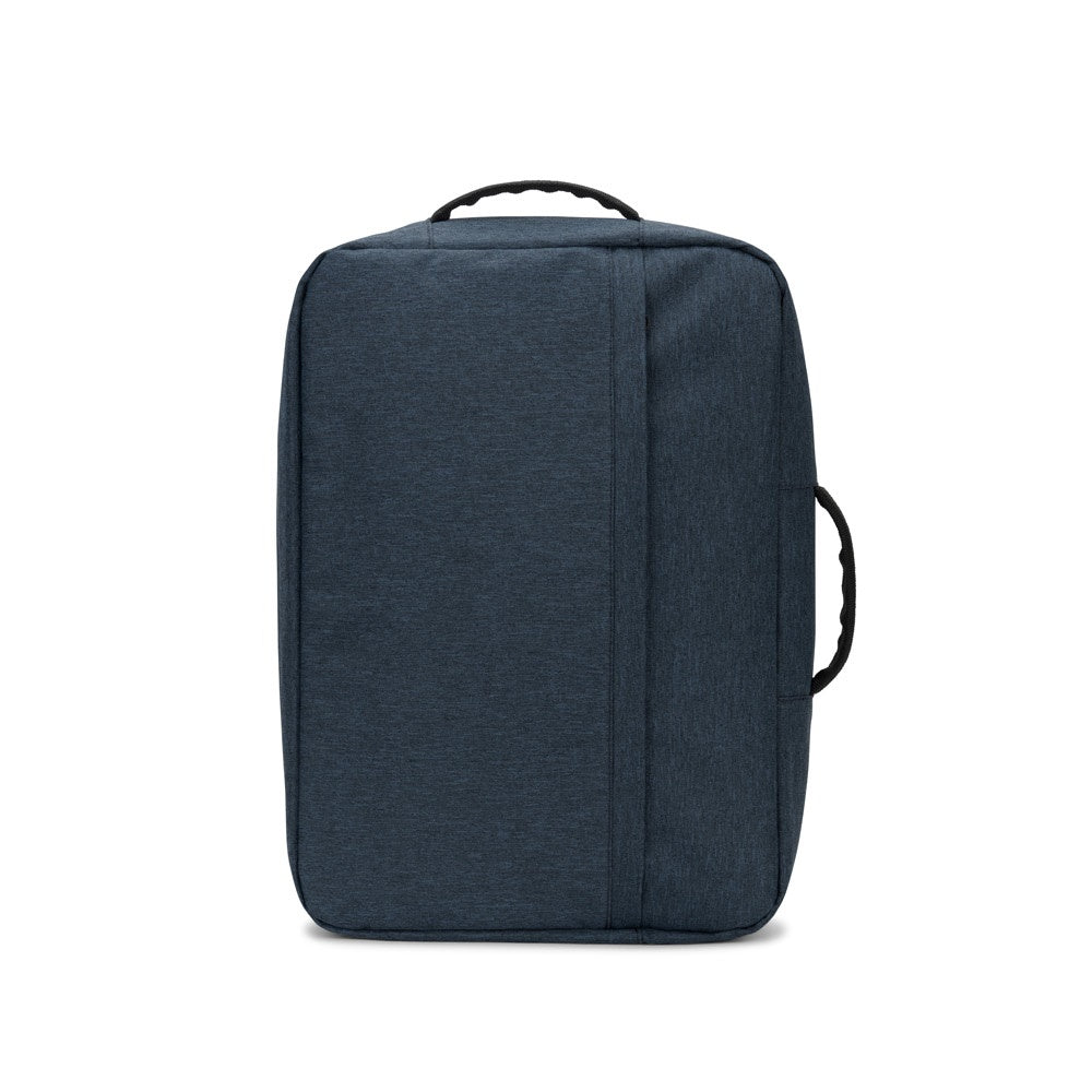 NIAMEY promotional laptop bag in blue (detail view) with custom logo branding