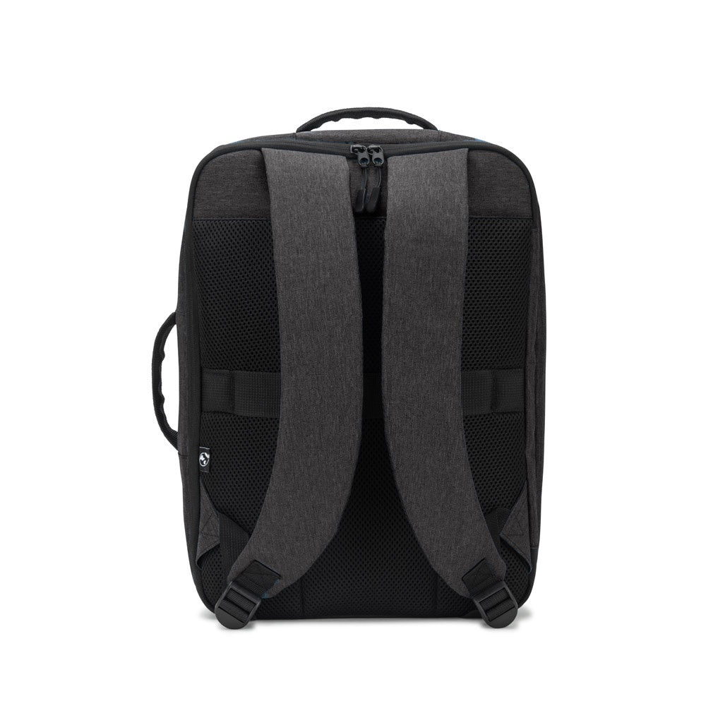 NIAMEY promotional laptop bag in dark grey (detail view) with custom logo branding