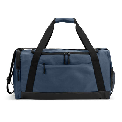 FARO promotional sports bag in blue (detail view) with custom logo branding