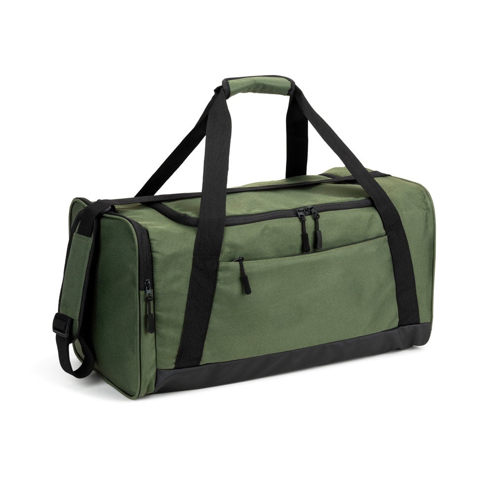 FARO promotional sports bag in dark green with custom logo branding