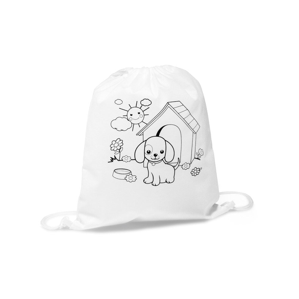 DRAWS promotional drawstring bag in white with custom logo branding