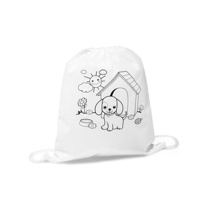 DRAWS promotional drawstring bag in white with custom logo branding