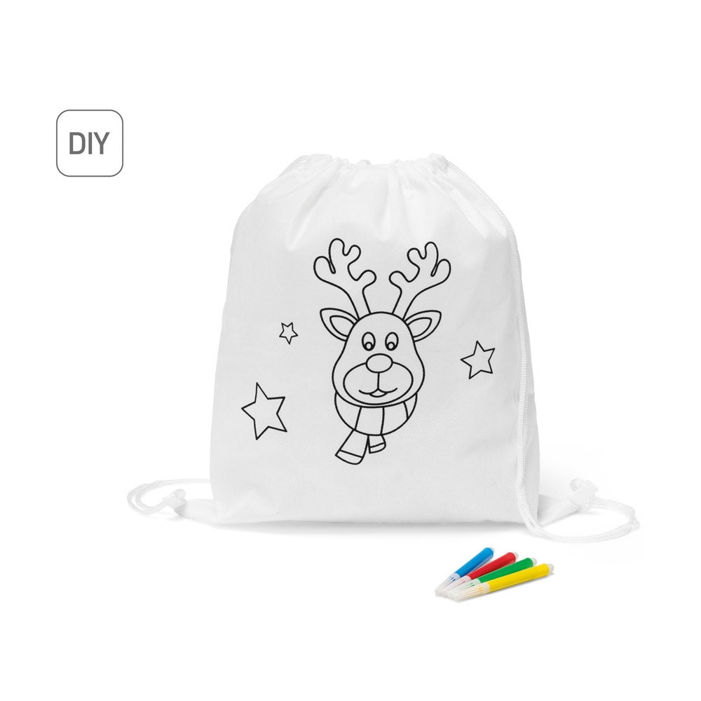 GLENCOE promotional drawstring bag (complete set view) with custom logo branding