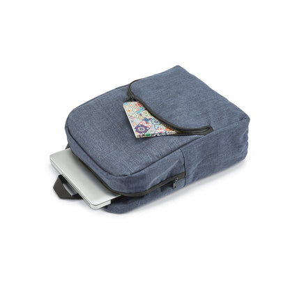 KIEV promotional laptop bag in blue (detail view) with custom logo branding