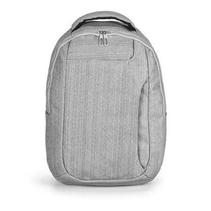 KARDON promotional laptop bag in light grey (detail view) with custom logo branding