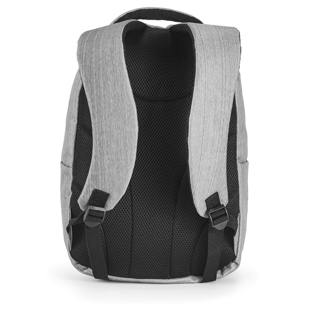 KARDON promotional laptop bag in light grey (detail view) with custom logo branding