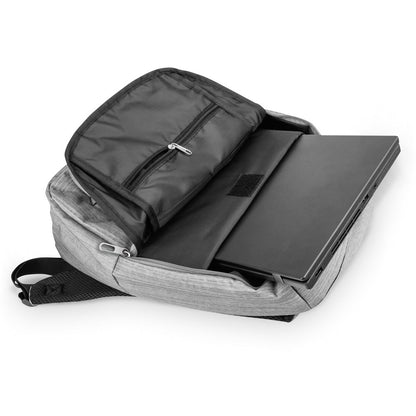 KARDON promotional laptop bag in light grey (detail view) with custom logo branding