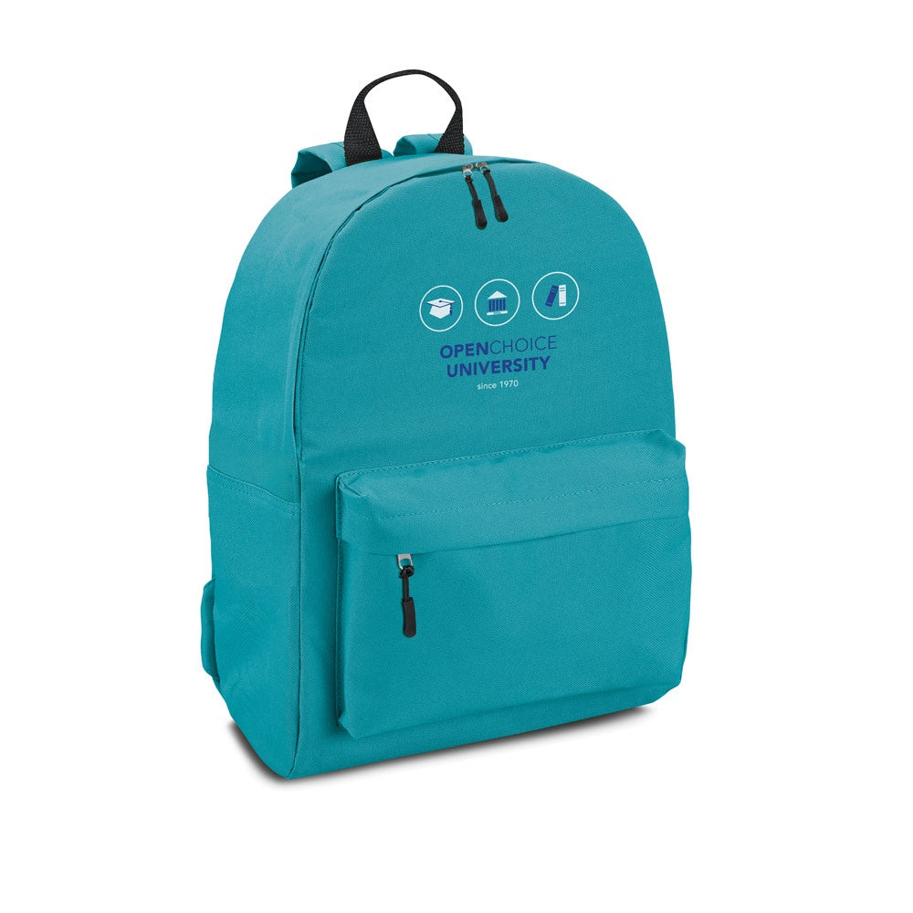 BERNA promotional backpack in light blue with custom logo branding