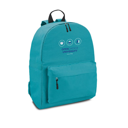 BERNA promotional backpack in light blue with custom logo branding