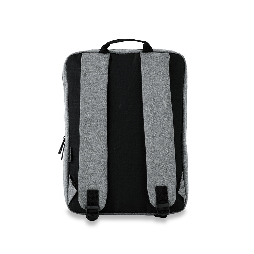 GRAPHS BPACK promotional laptop bag in light grey (detail view) with custom logo branding