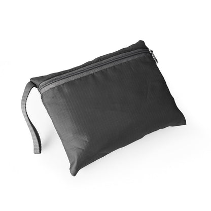 BARCELONA promotional backpack in black (detail view) with custom logo branding