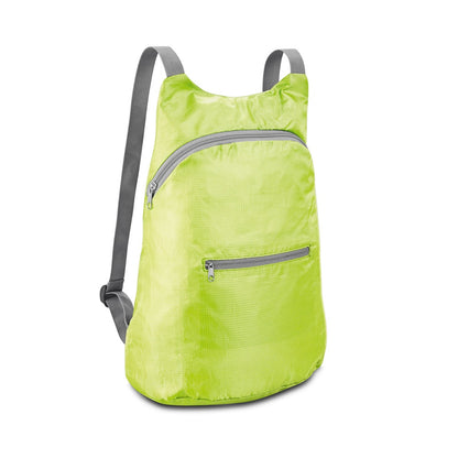 BARCELONA promotional backpack in light green with custom logo branding