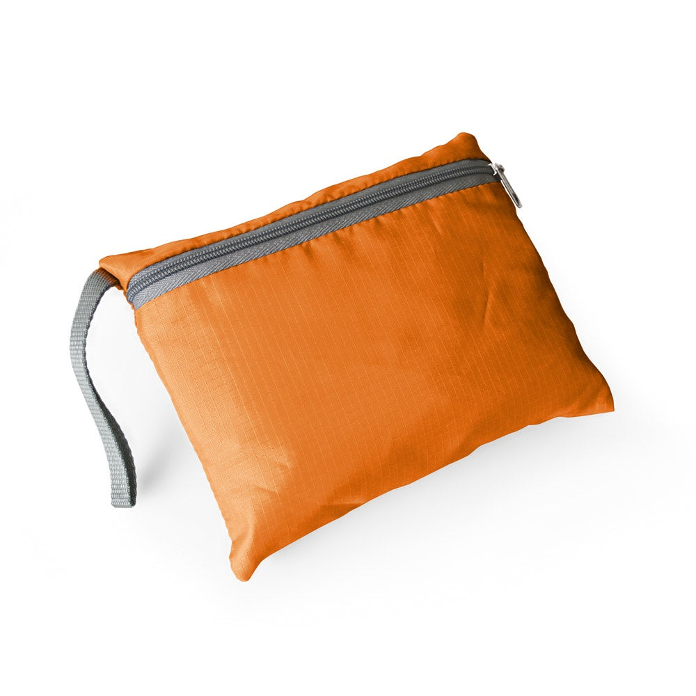 BARCELONA promotional backpack in orange (detail view) with custom logo branding