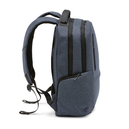BOSTON promotional laptop bag in blue (detail view) with custom logo branding