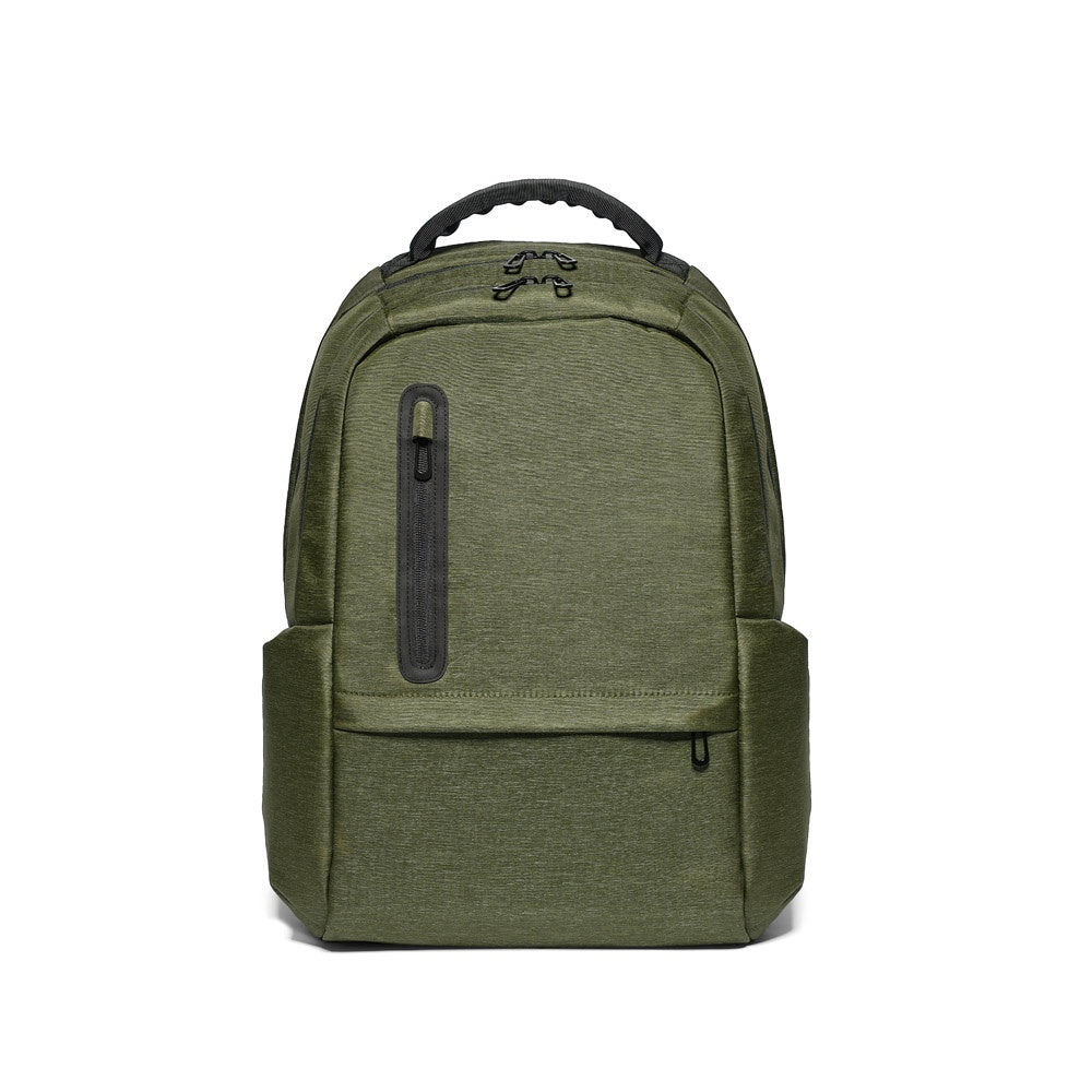 BOSTON promotional laptop bag in dark green (detail view) with custom logo branding