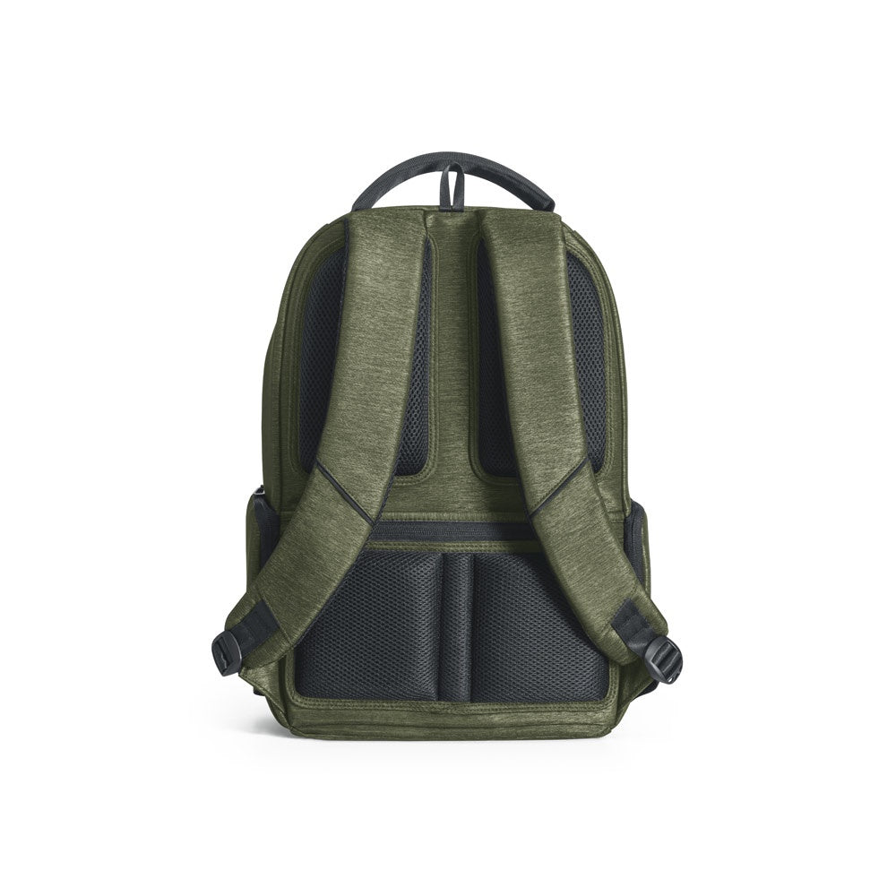 BOSTON promotional laptop bag in dark green (detail view) with custom logo branding