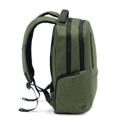 BOSTON promotional laptop bag in dark green (detail view) with custom logo branding