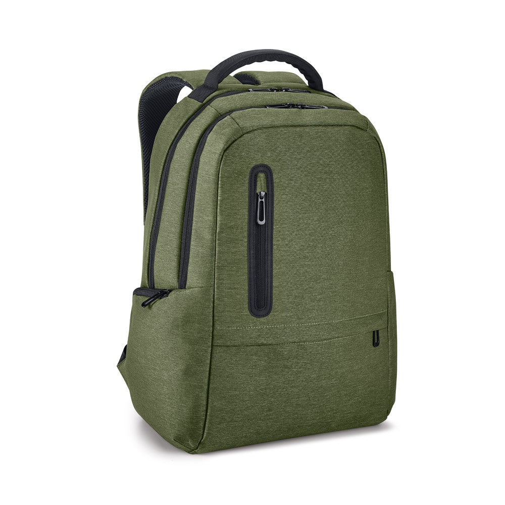 BOSTON promotional laptop bag in dark green with custom logo branding