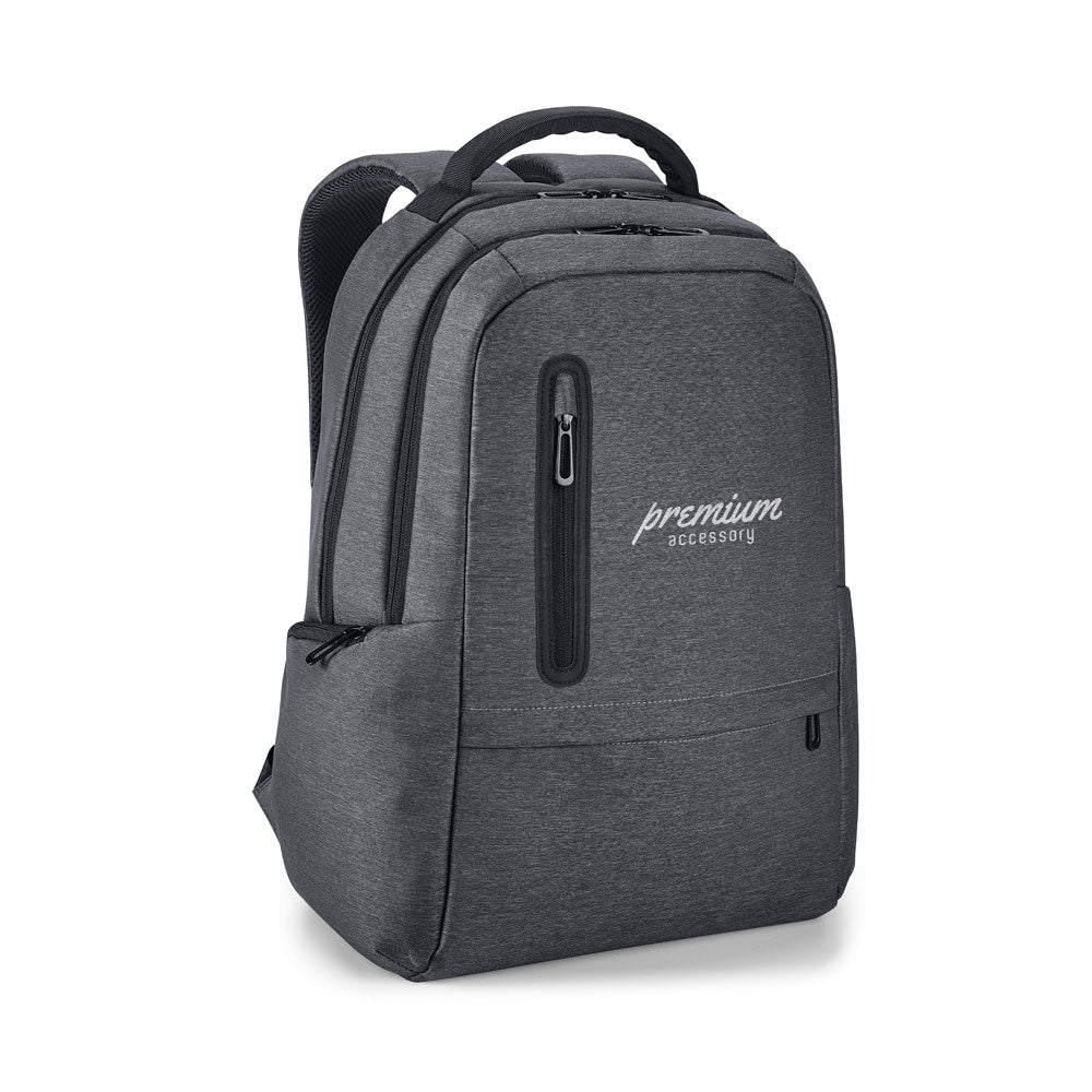 BOSTON promotional laptop bag in dark grey with custom logo branding