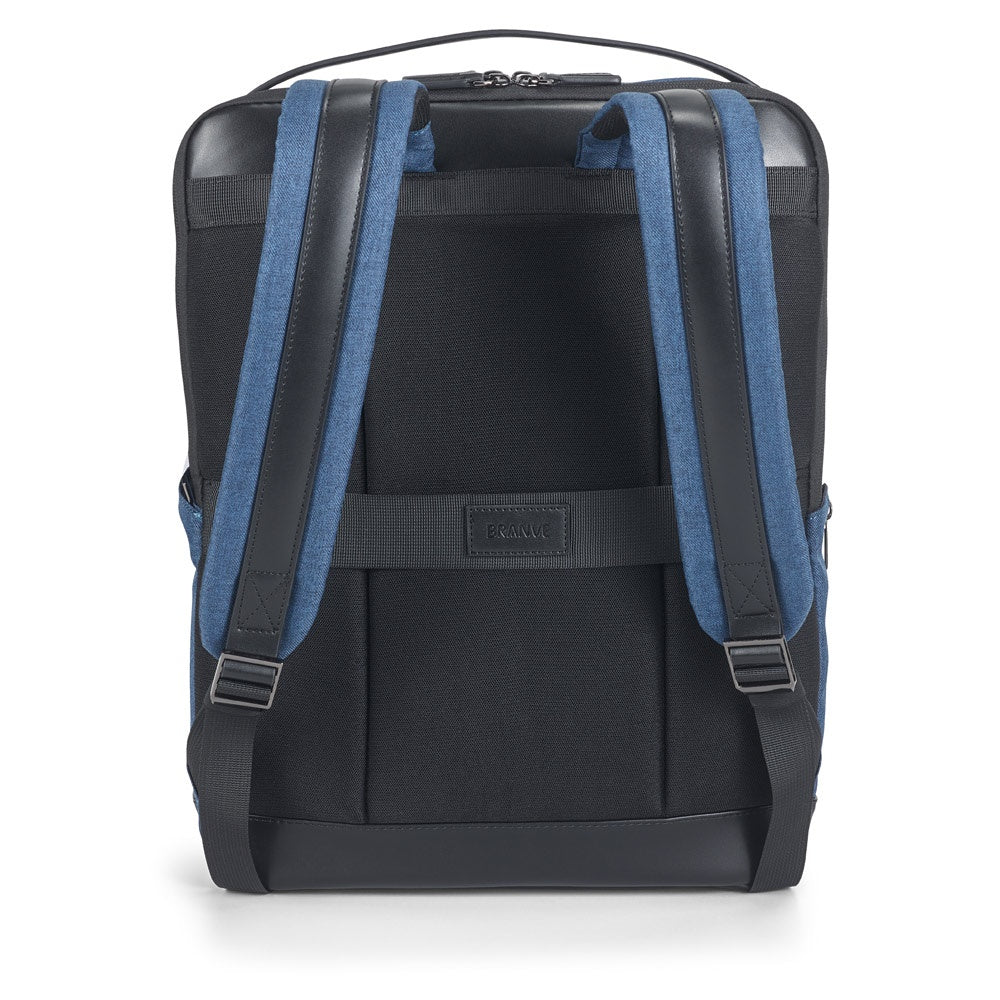 MOTION BACKPACK promotional laptop bag in blue (detail view) with custom logo branding