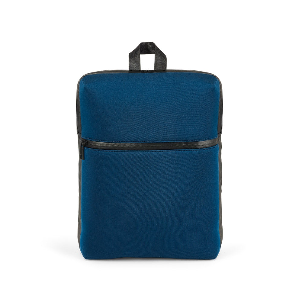 URBAN BACKPACK promotional laptop bag in blue (detail view) with custom logo branding