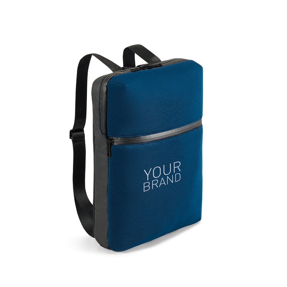 URBAN BACKPACK promotional laptop bag in blue with custom logo branding
