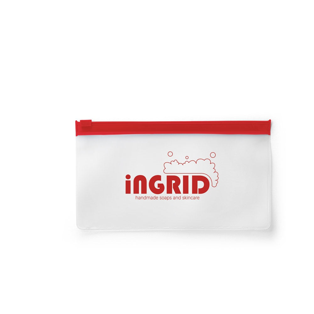 INGRID promotional personal care item (complete set view) with custom logo branding