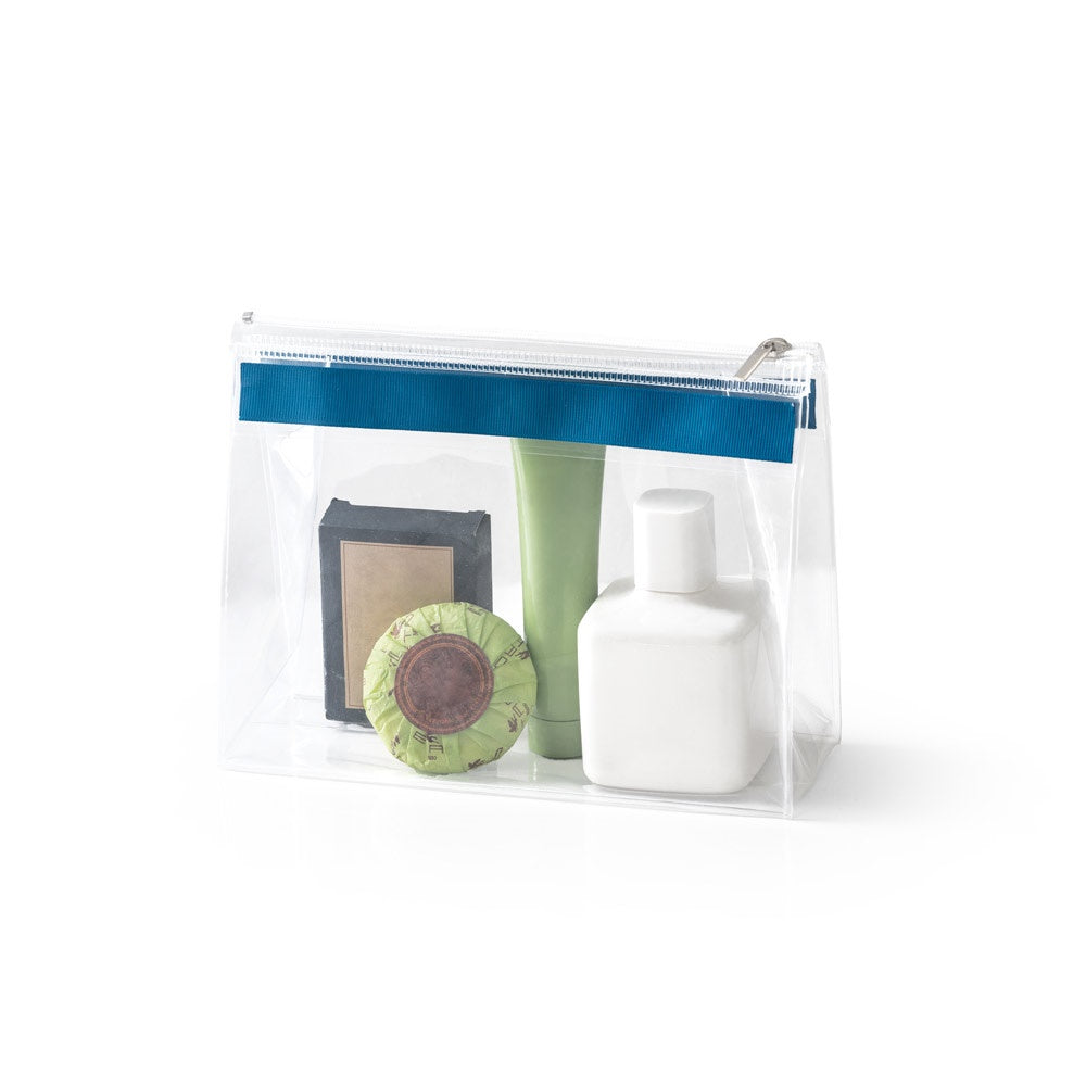 CHASTAIN promotional personal care item in blue (detail view) with custom logo branding