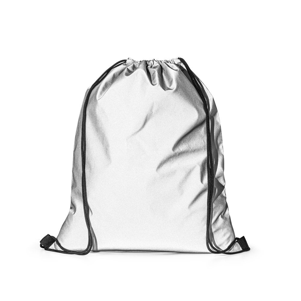SYROS promotional tote bag in satin silver with custom logo branding