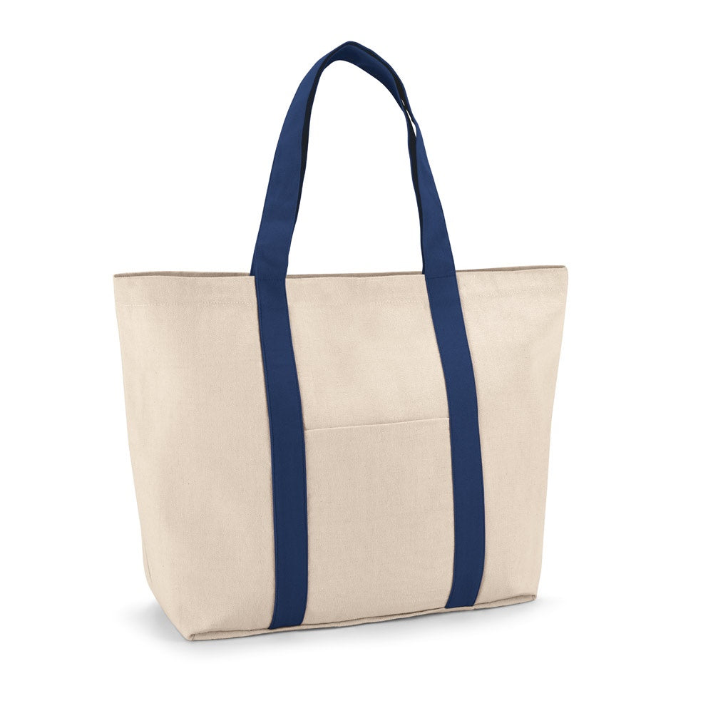 VILLE promotional tote bag in blue with custom logo branding